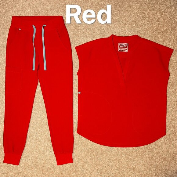 ✨ Red FIGS Scrub Set – Top (XXS) & Jogger Pants (XS/P) ✨ - Picture 1 of 3